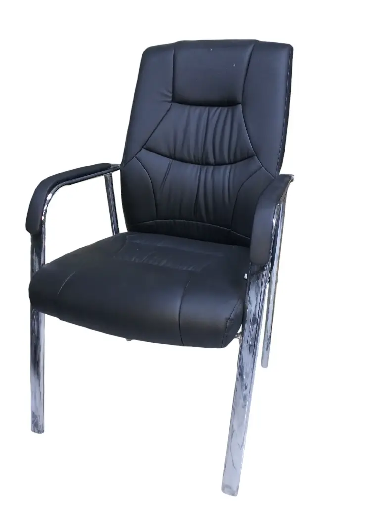 Chaise Visiteur Chromée, 04 Pieds, 079C, Noir