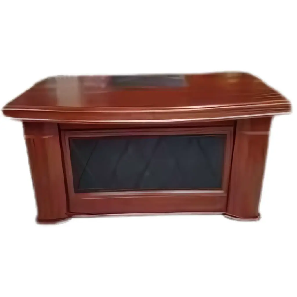 Bureau PDG, Retour+Caiss, [160X80X76], MDF, Acajou, A-8006