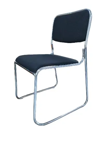 [C-114WB] Chaise Visiteur Luge En Tissus Pied Chromé, C-114W, Bleue
