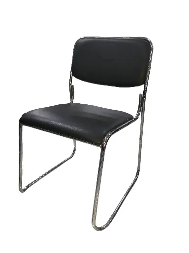 [114/C-114] Chaise Visiteur, Skye, Pied Chromé, Noir, 114/C-114/2204