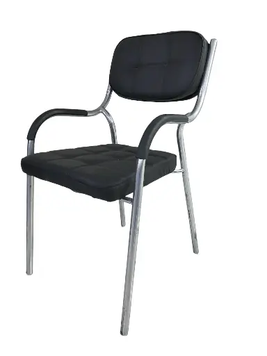 [105-LALM] Chaise Visiteur Pieds Laquée, Rembourée, Local, Marron, 105-LALM