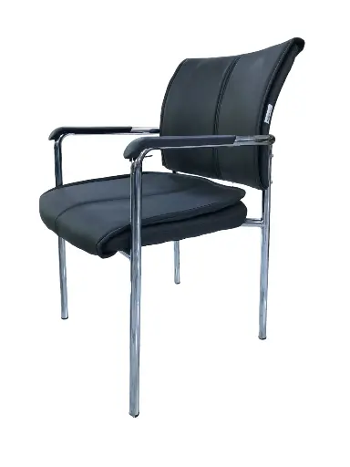 [331-1-LAL] Chaise Visiteur Pieds Laq, Remb, Boston, Noir, Locale, 331-1-LAL