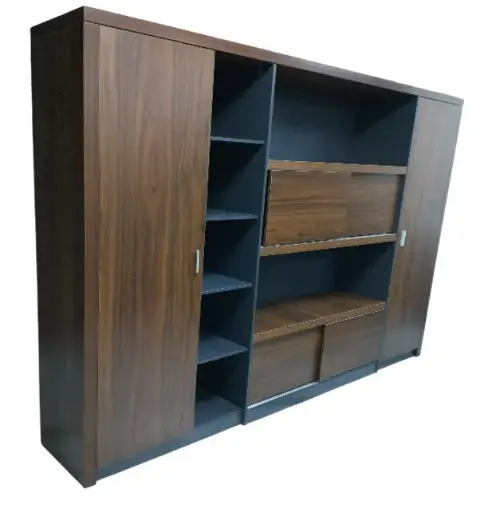 [C-322] ARMOIRE 5 PORTES, C-322, walnut+Gray, 2400*400*2000